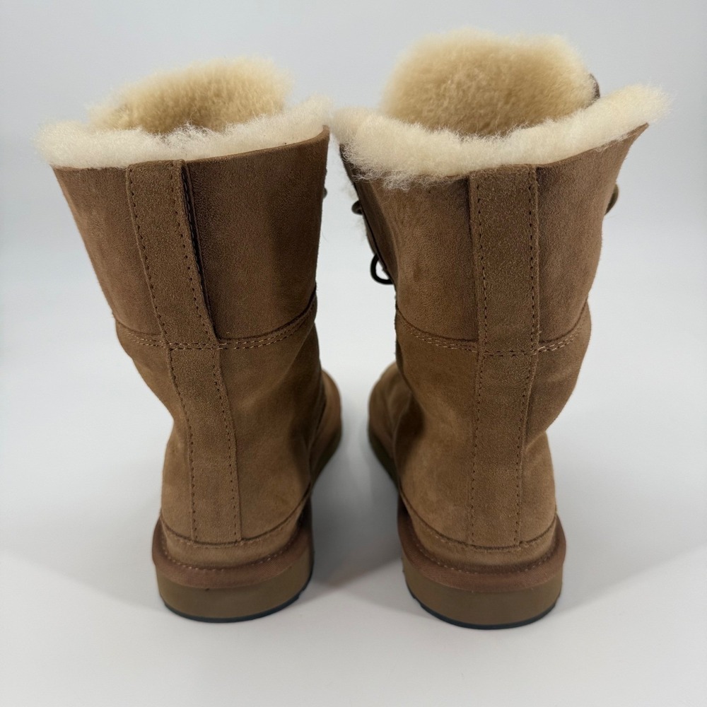 AU&MU Australia Sheepskin Shearling Lace Up Winter Boots Wmn Size 6 Brown Suede - Picture 4 of 8